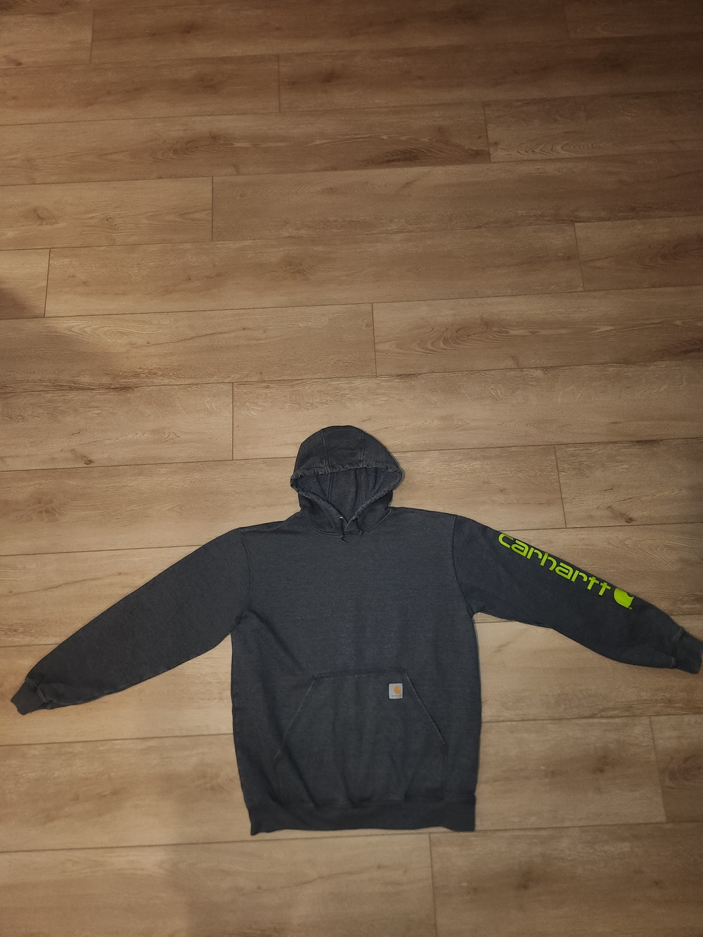 Carhartt Dark Gray Drawstring Hoodie With Kangaroo Pouch Pocket Men's Size Large